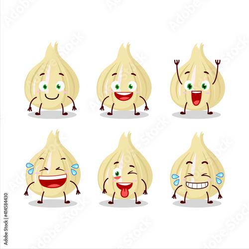 Cartoon character of new garlic with smile expression