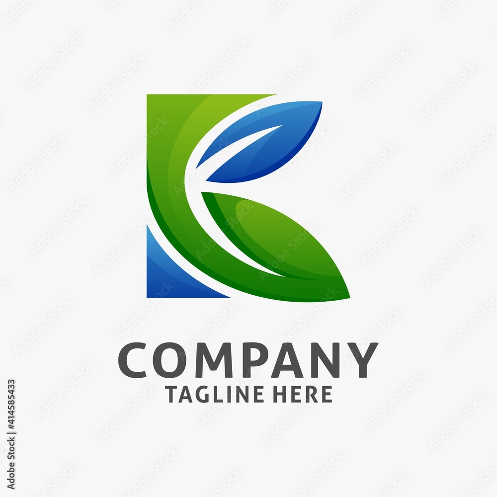 Fototapeta premium Letter K leaf logo design