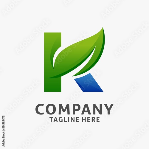 Letter K leaf logo design