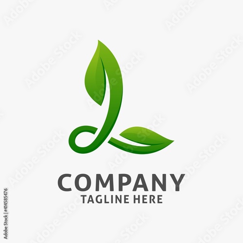 Letter L leaf logo design