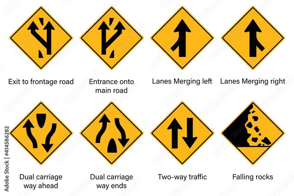 Set of warning traffic sign vector Set of warning traffic sign vector