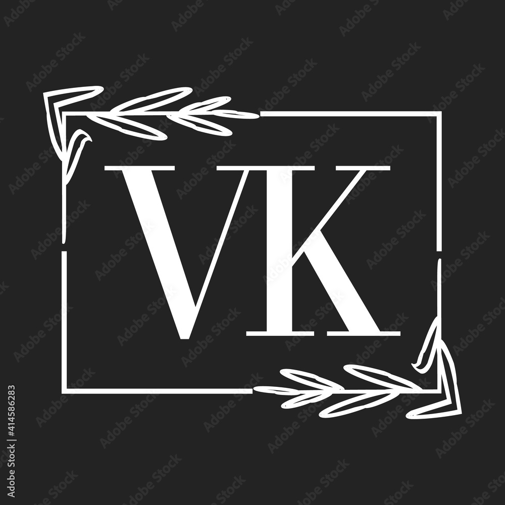 Simple Elegant Initial Letter Type VK Logo Sign Symbol Icon, Logo Design Template