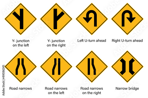 Set of warning traffic sign vector
