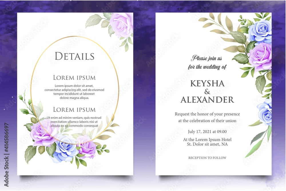 Hand drawing floral wedding invitation template Hand drawing floral wedding invitation template