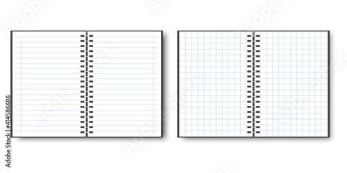 Notepad cage in realistic style on white background. Business organizer. Notebook paper. Stock image. EPS 10.