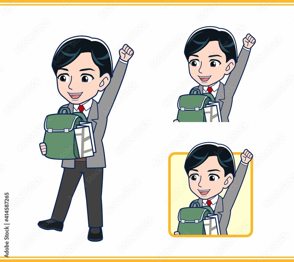 Male teacher in a gray jacket