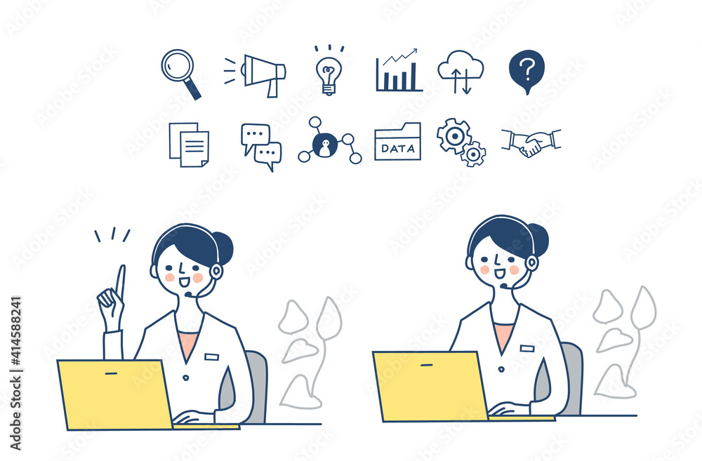 Web iconと女性オペレーター Web iconと女性オペレーター
