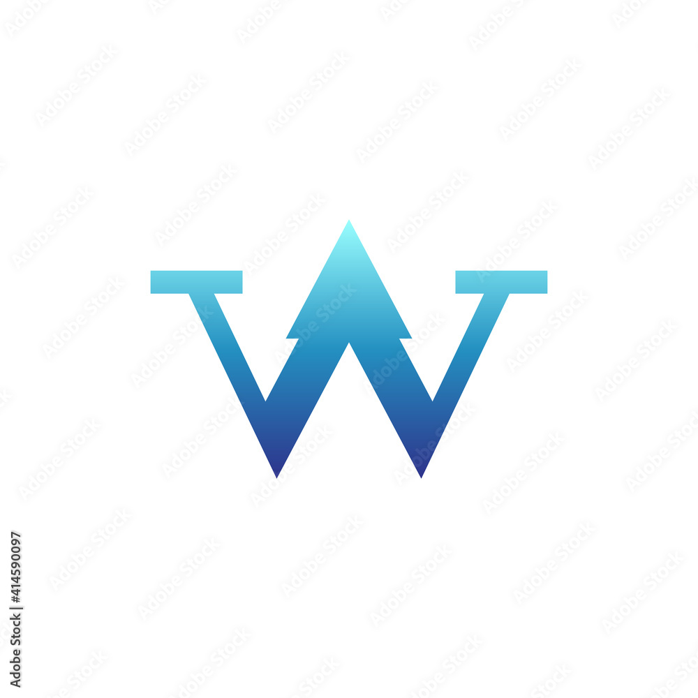 Arrow letter W business logo design with flat concept Arrow letter W business logo design with flat concept