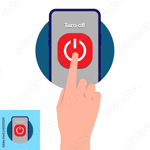 hand turn off the smartphone concept illustration flat design vector eps10. graphic element for infographic, icon, sign, symbol, banner, etc