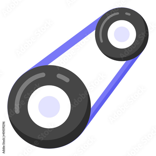 
Car equipment flat style icon of pulley, editable vector 
