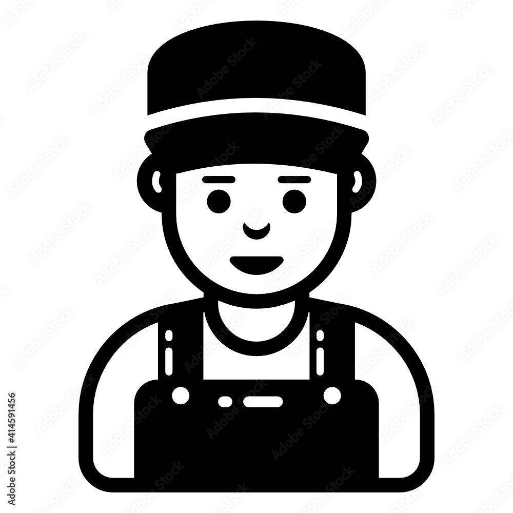 
Person with cap denoting flat icon of mechanic 
