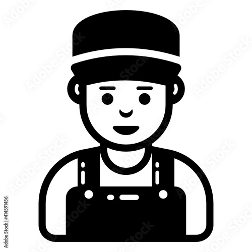 
Person with cap denoting flat icon of mechanic 
