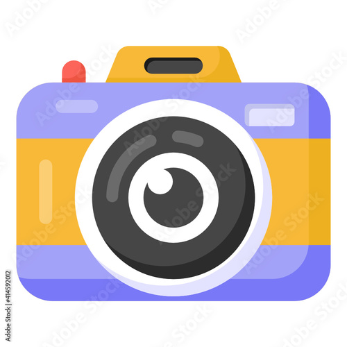 
Camera, photographic equipment icon in flat style 
