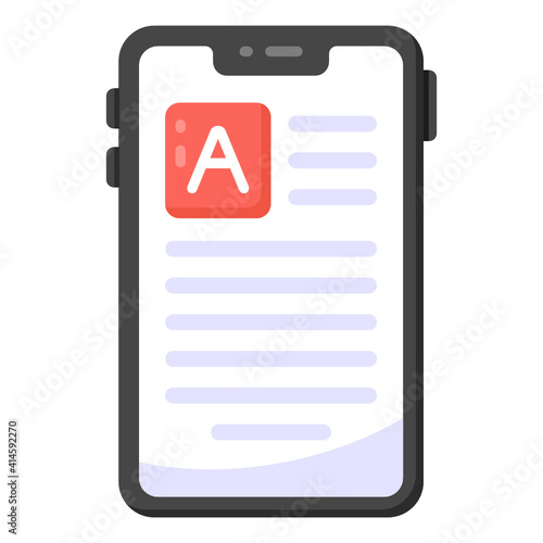 
Content writing, mobile article flat icon 

