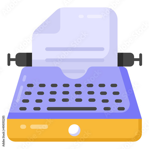 
Typewriter icon vector, typing machine 

