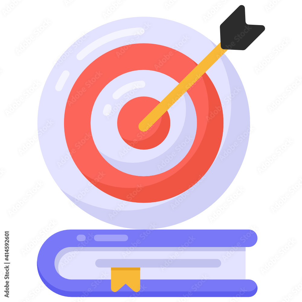 Dartboard with booklet, education target icon
Dartboard with booklet, education target icon
