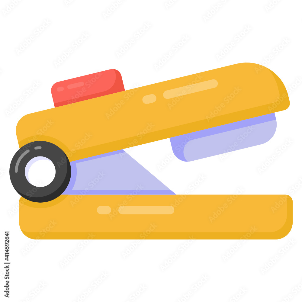 Stapler in flat style icon, paper stapling machine
Stapler in flat style icon, paper stapling machine