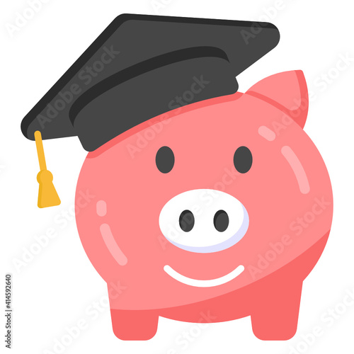 
Piggy bank with mortarboard, educational savings icon

