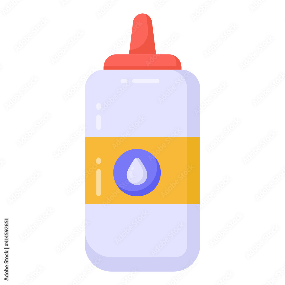 Icon of glue bottle, a sticky stationery item in modern flat style
Icon of glue bottle, a sticky stationery item in modern flat style