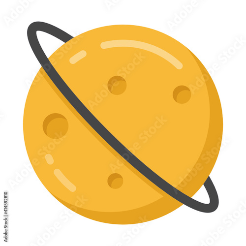 
Flat icon of planetary system, planets revolving around sun


