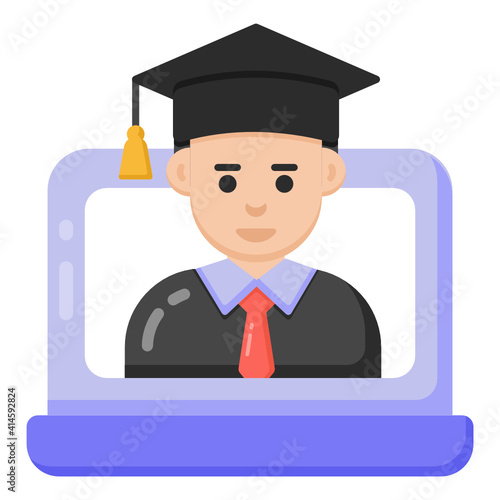 
Online graduate icon in trendy style vector 

