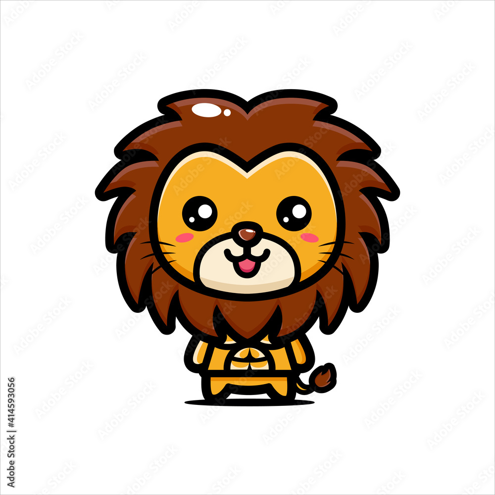 cute cartoon lion vector design has a stocky body cute cartoon lion vector design has a stocky body