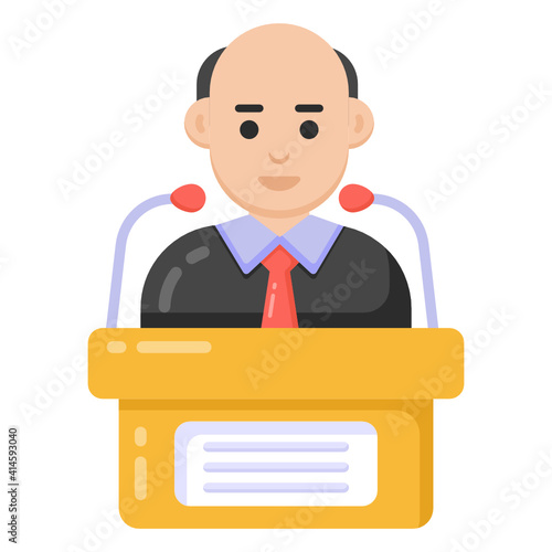 
Person with mic denoting flat icon of speech 

