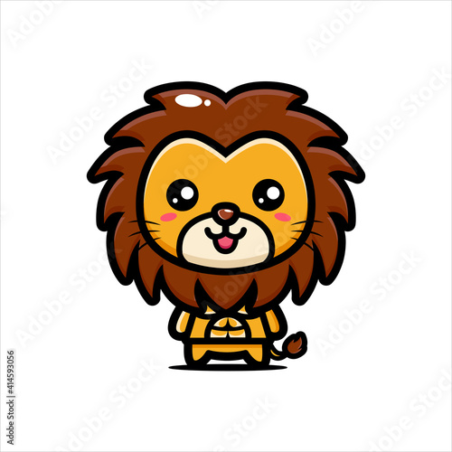 cute cartoon lion vector design has a stocky body