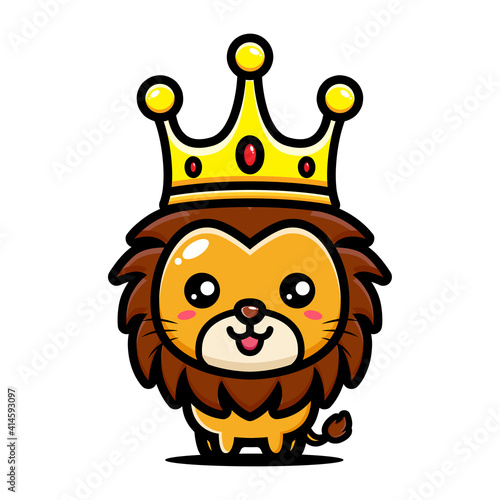 cartoon cute lion king vector design