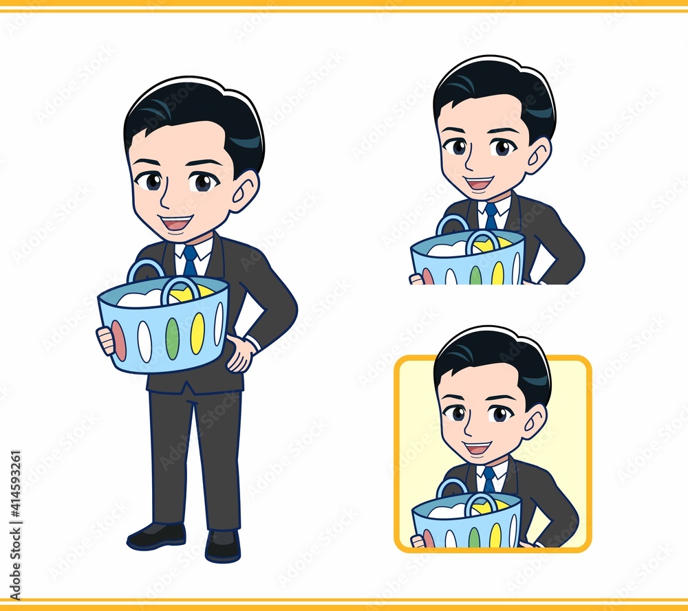 家事をするサラリーマンの男性