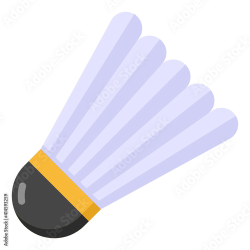  Shuttlecock in flat style icon, game equipment