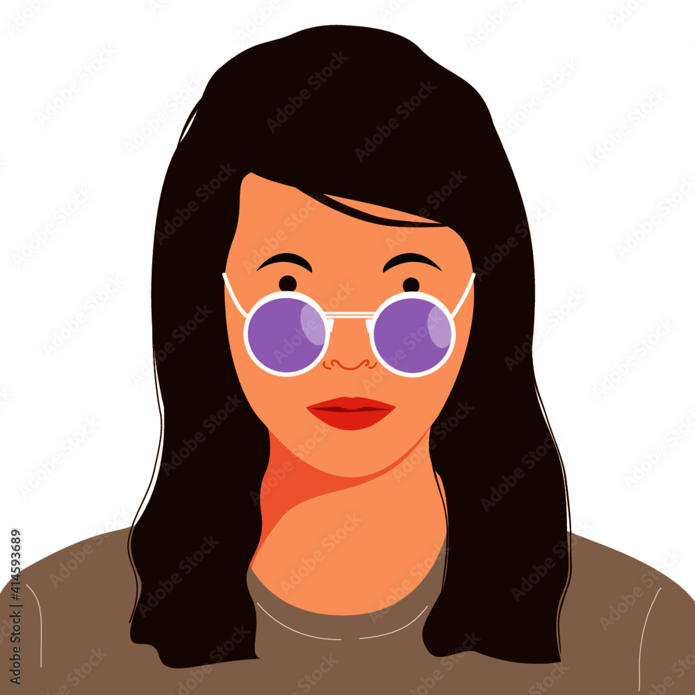 a girl portrait wearing sunglasses illustration a girl portrait wearing sunglasses illustration