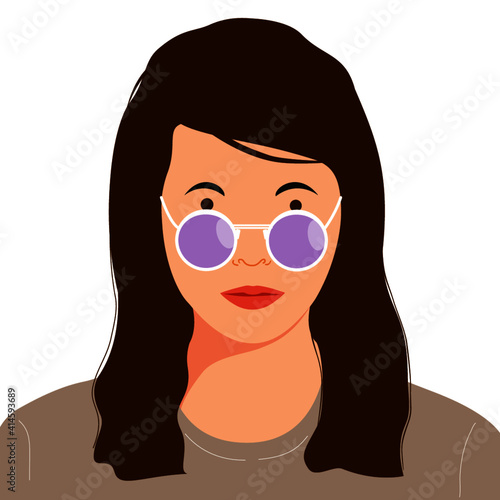 a girl portrait wearing sunglasses illustration