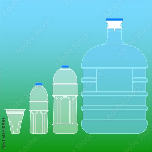 Bottle Of Water outline, icon, object, and beground template 