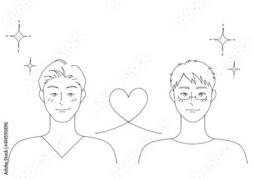 Illustration of a gay couple (white background, vector, cut out)