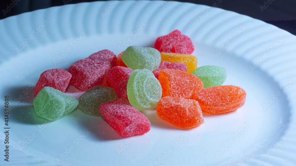 fruit jelly candies in white background fruit jelly candies in white background