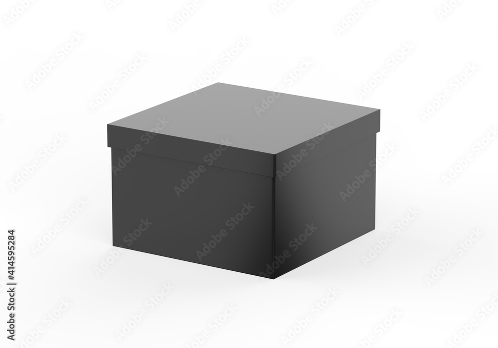 Black blank rigid neck box with inner foxing for branding presentation and mock up, 3d illustration Black blank rigid neck box with inner foxing for branding presentation and mock up, 3d illustration