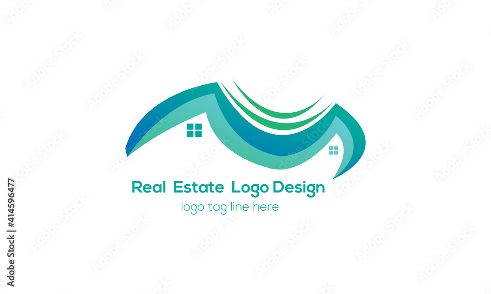 abstract logo design blue.