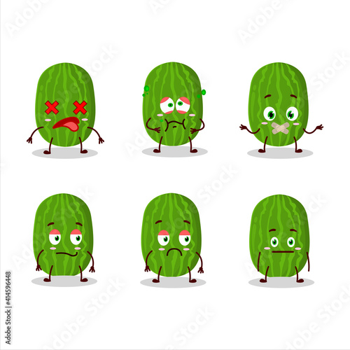 Cucamelon cartoon in character with nope expression