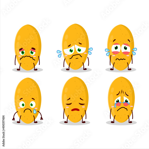 Curuba fruit cartoon character with sad expression