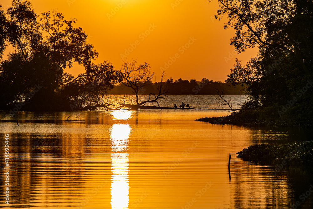 Fototapeta premium sunset over the river