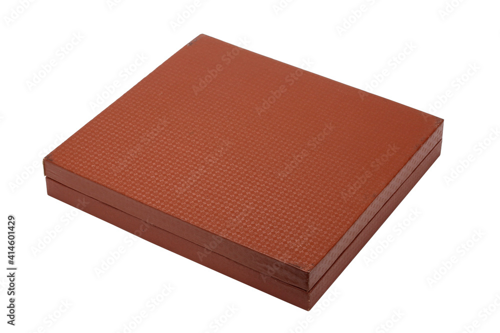 Old kitchen leather box for spoons and knives isolated Old kitchen leather box for spoons and knives isolated