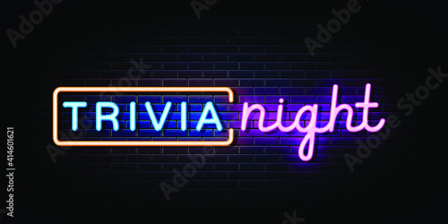 Trivia Night Neon Signs Style Text Vector