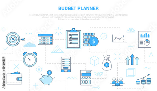 budget planner concept with icon set template banner with modern blue color style