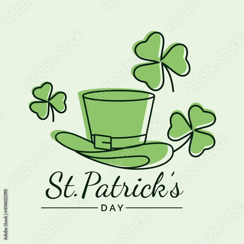 St. Patrick Day poster. Clover design elements with wishing lettering decoration. Vector illustration
