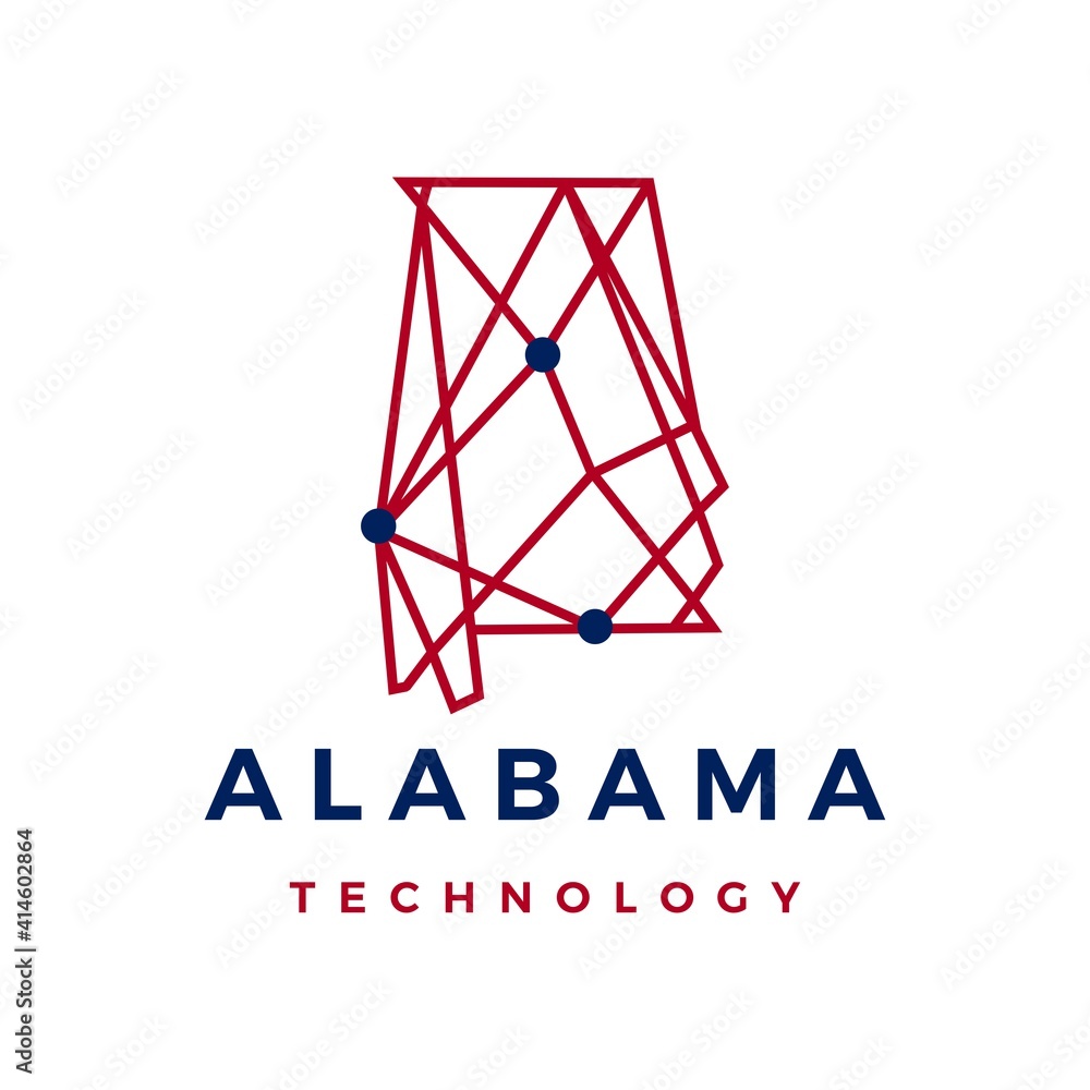 Fototapeta premium alabama technology connection geometric polygonal logo vector icon illustration