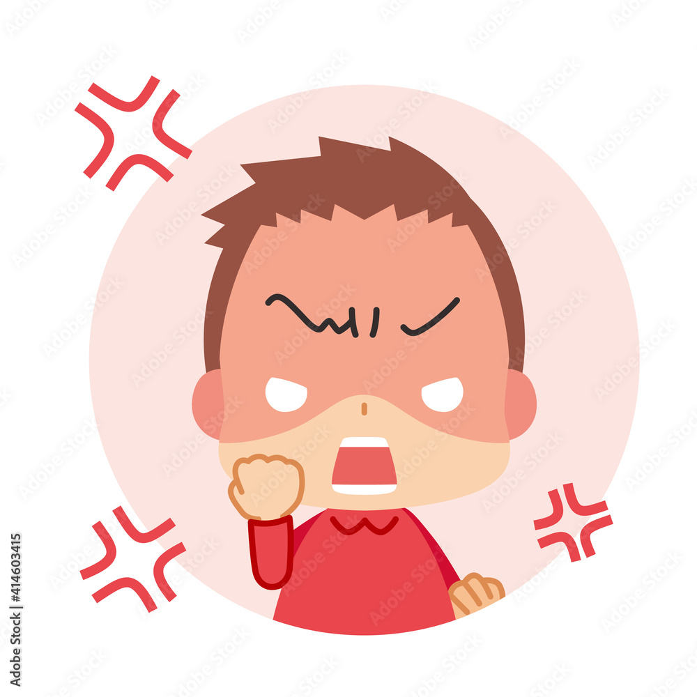 怒り狂って怒号を飛ばす可愛い小さな男の子のアイコン イラスト 可愛い 白背景 Vektornyj Obekt Stock Adobe Stock