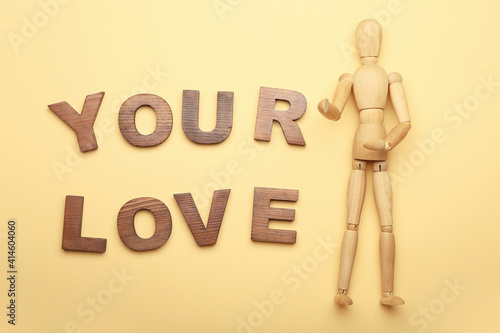 Wooden mannequin with words...