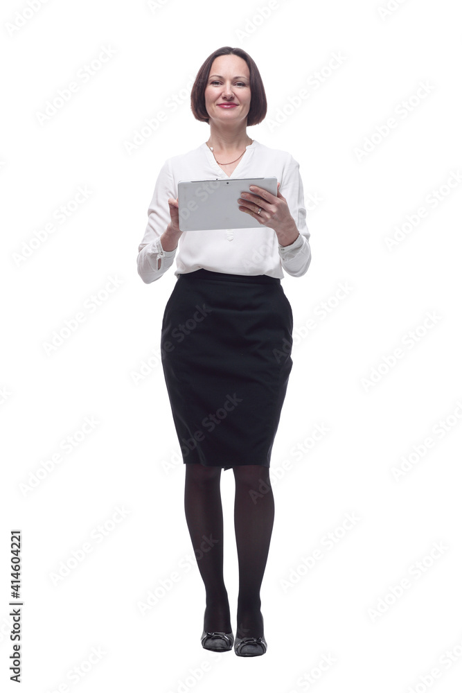 Mature business woman with a digital tablet. isolated on a white background. Mature business woman with a digital tablet. isolated on a white background.