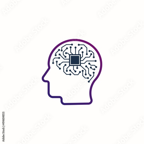Fototapeta Naklejka Na Ścianę i Meble -  Artificial Intelligence (AI) Technology icon element logo template,brain technology,smart people.